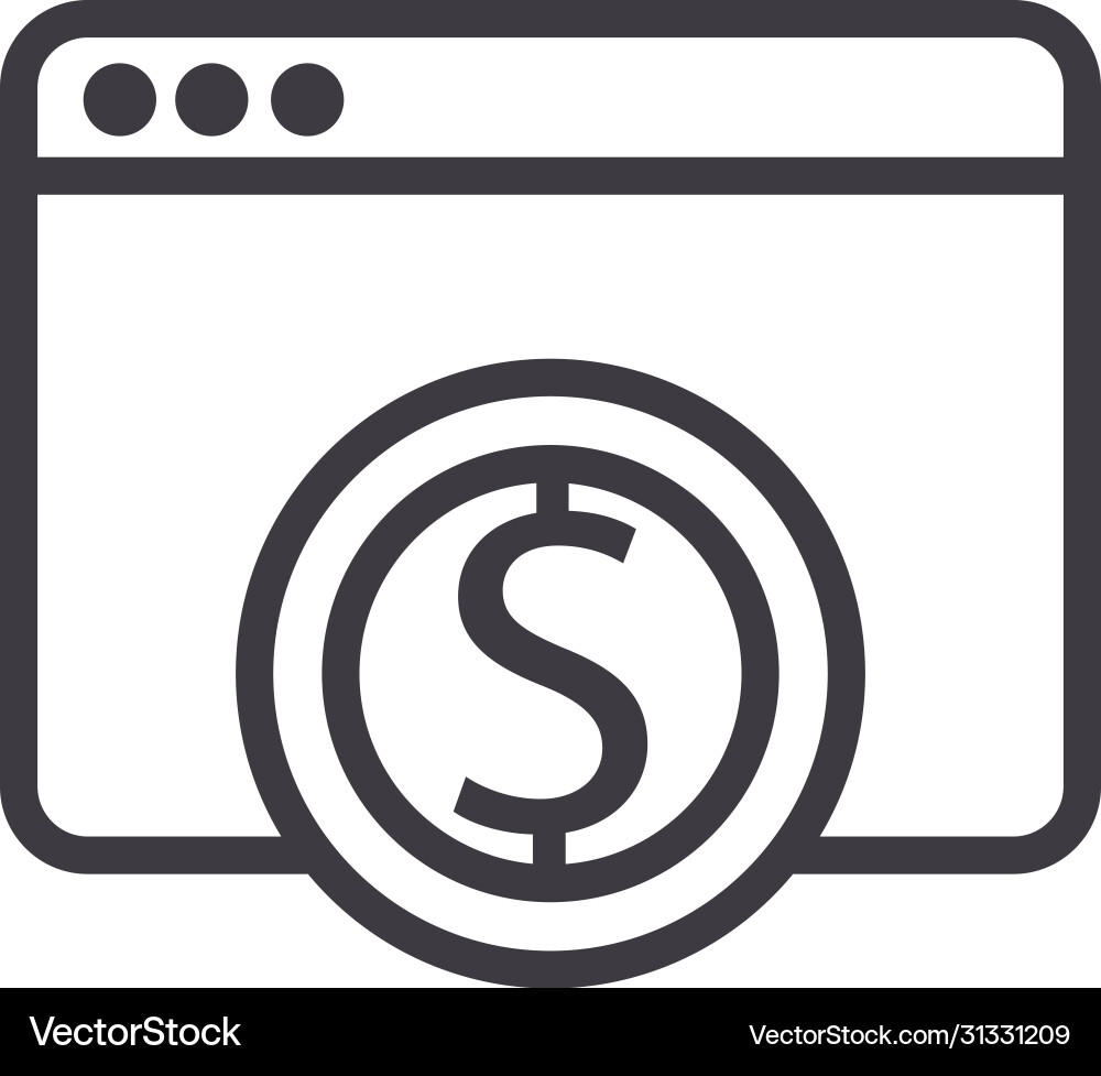 Webpage with coin dollar line style icon Vector Image