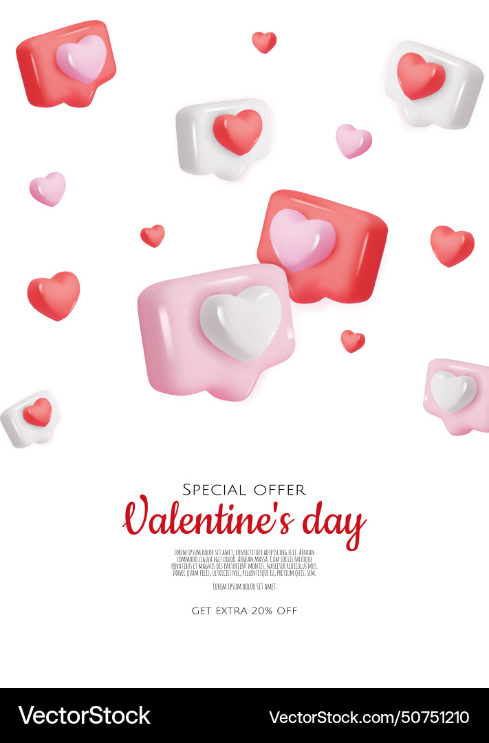 3d icon message dialog button with heart 3d icon message dialog button with heart Vector Image