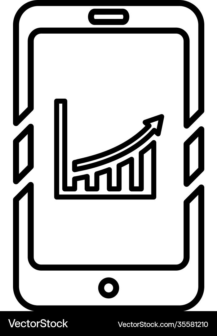 Analytics mobile report line icon outline vector image