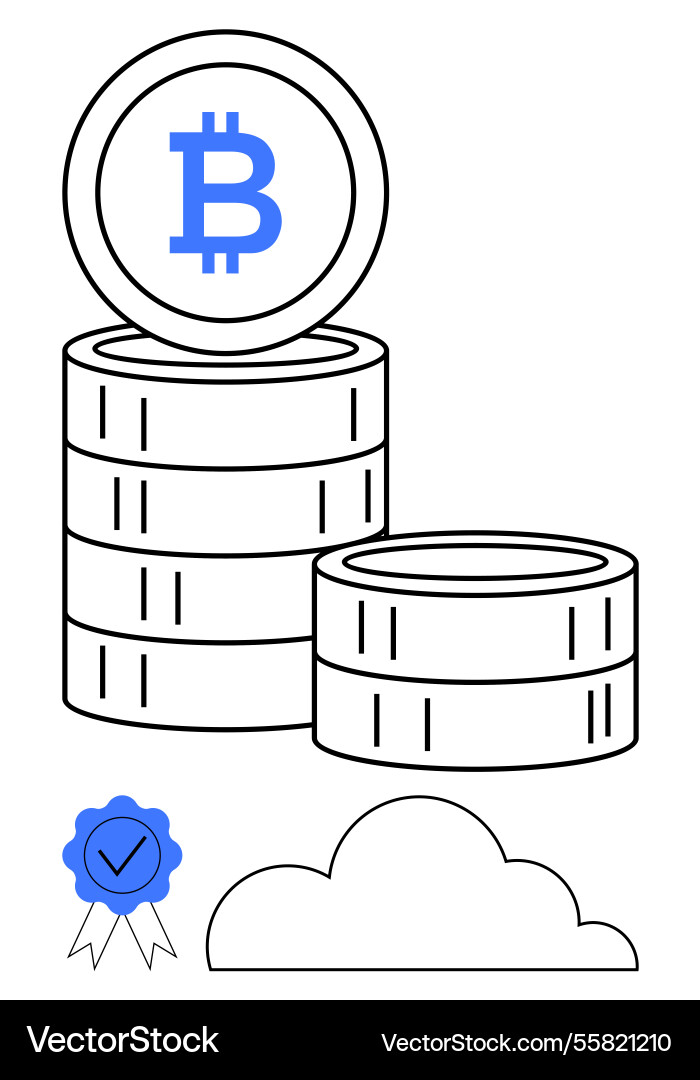 Cryptocurrency stack with blockchain badge cloud Cryptocurrency stack with blockchain badge cloud vector image
