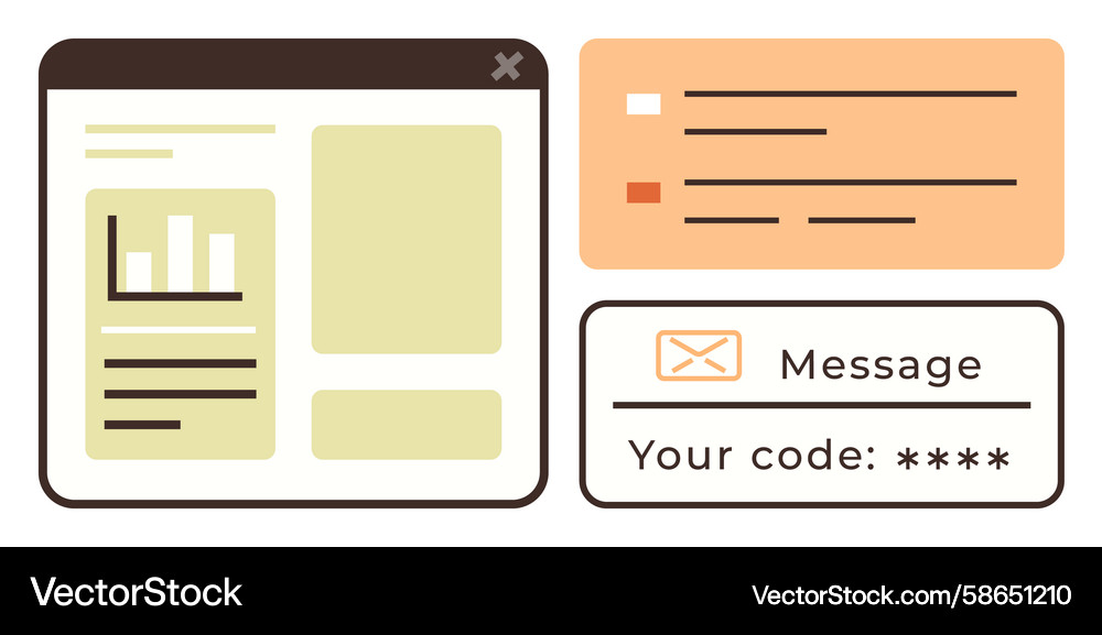 Data dashboard message notification and security Data dashboard message notification and security Vector Image