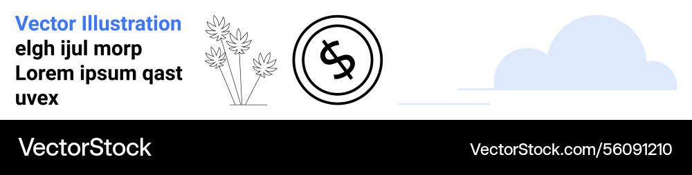 Dollar coin with abstract cloud and botanical Vector Image