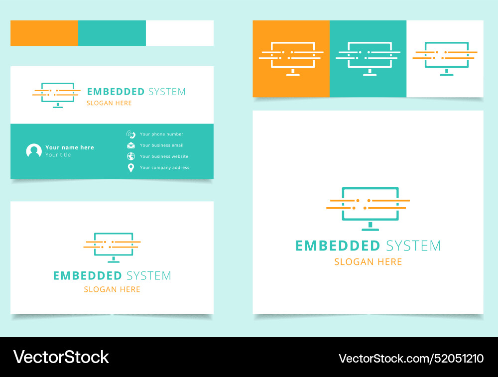 Embedded system logo concept featuring a computer Embedded system logo concept featuring a computer vector image