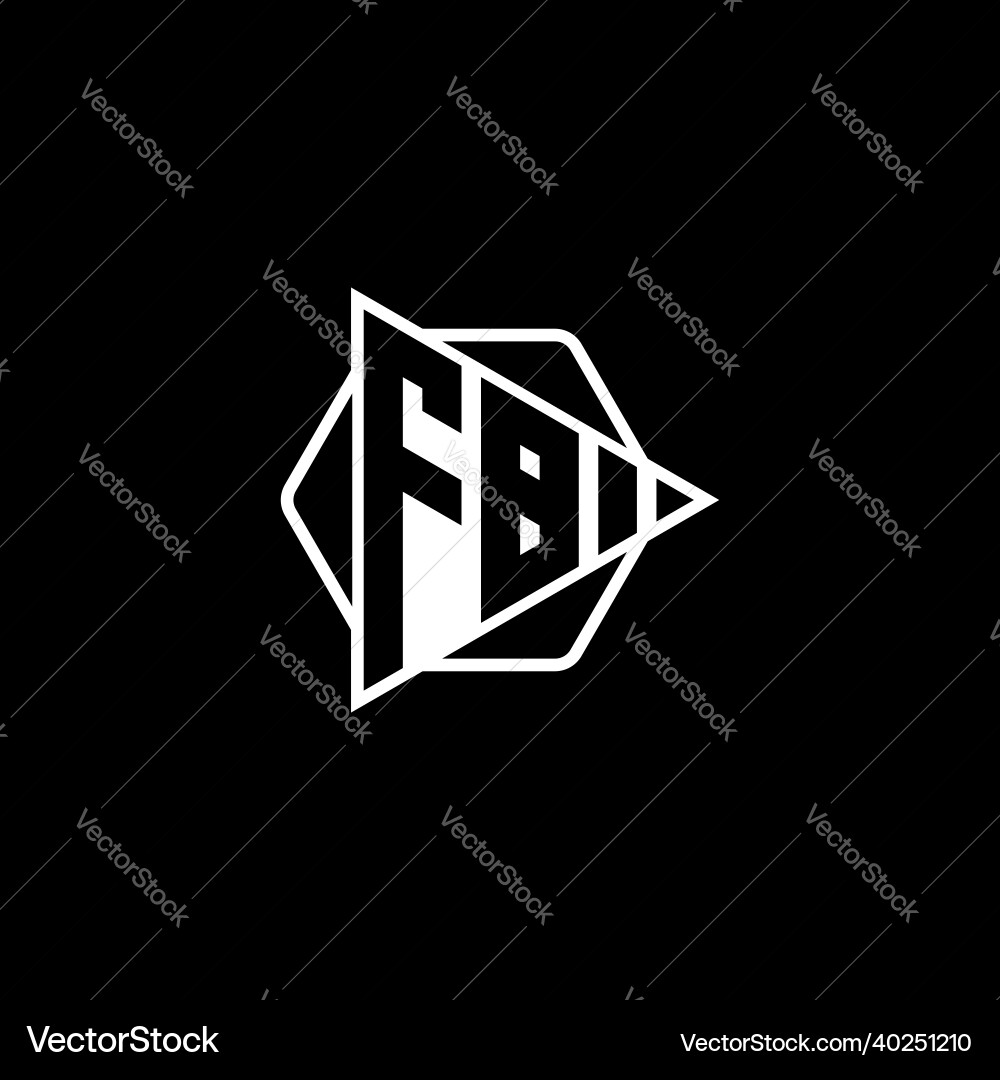 Fb logo monogram triangle play button Fb logo monogram triangle play button vector image