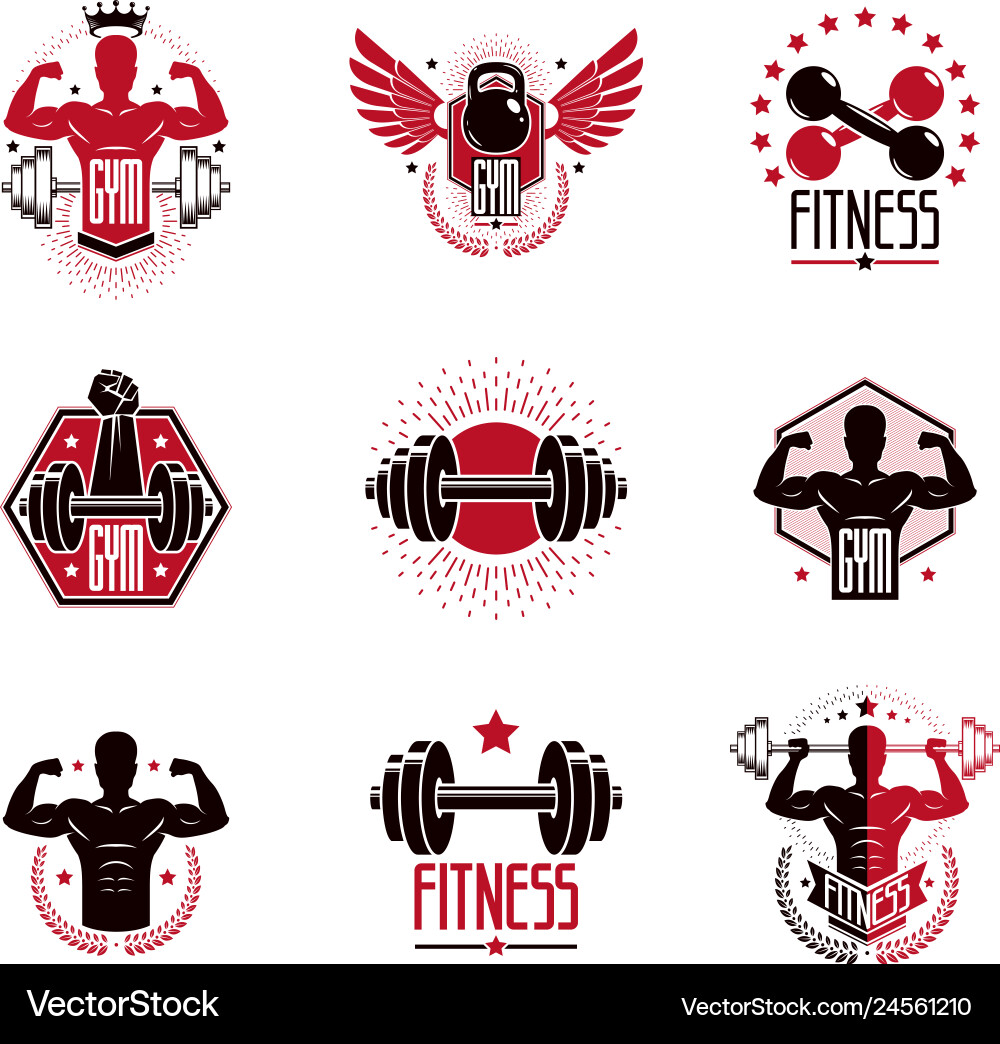 Fitness-Studio Gewichtheben und Fitness-Sport-Club-Logos Fitness-Studio Gewichtheben und Fitness-Sport-Club-Logos vektorbild