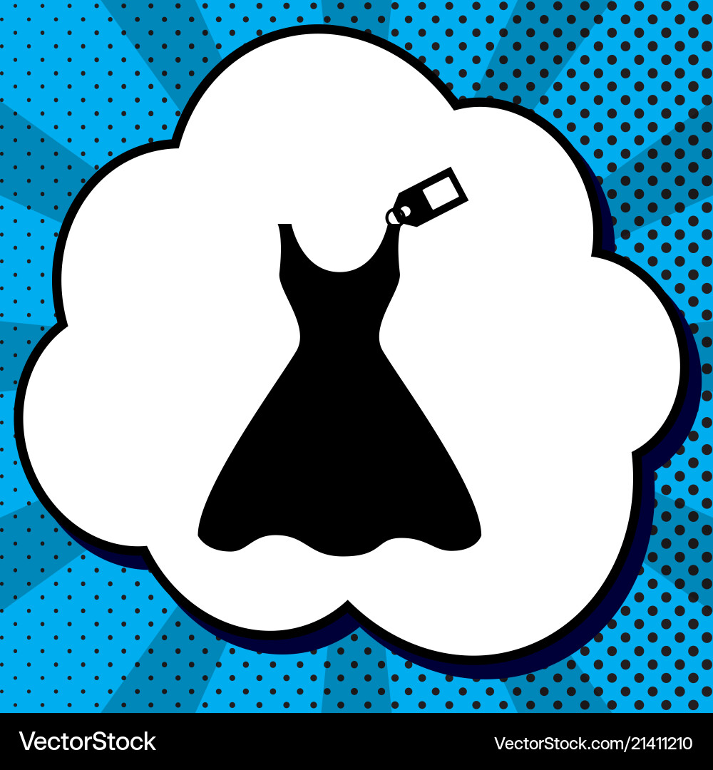 Frau Kleid Schild mit Tag schwarz Ikone Frau Kleid Schild mit Tag schwarz Ikone Vektorbild