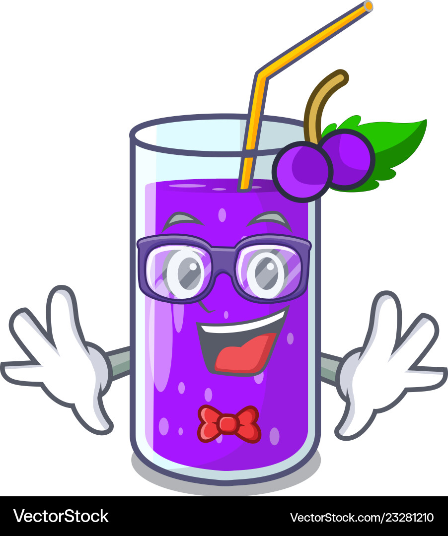Geek glass grape juice on character table Geek glass grape juice on character table Vector Image
