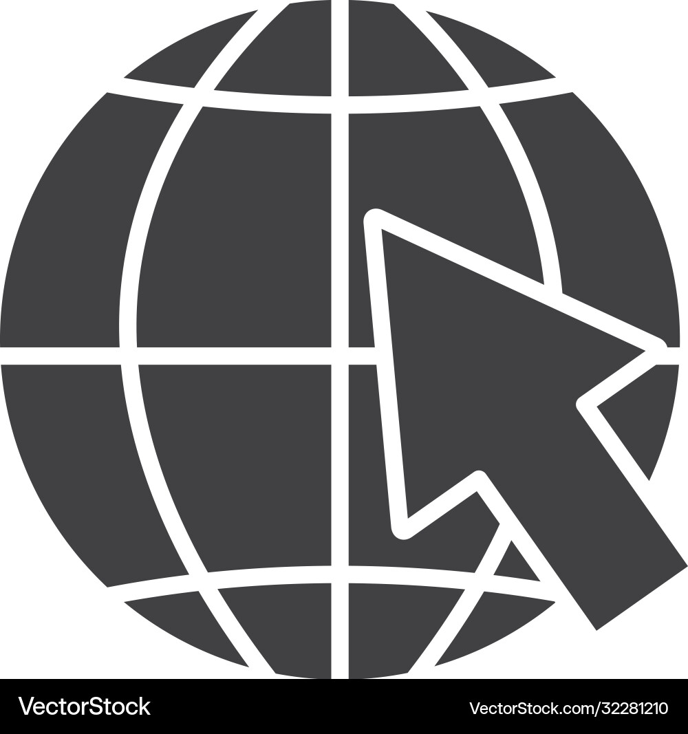 Global sphere with cursor arrow icon silhouette vector image