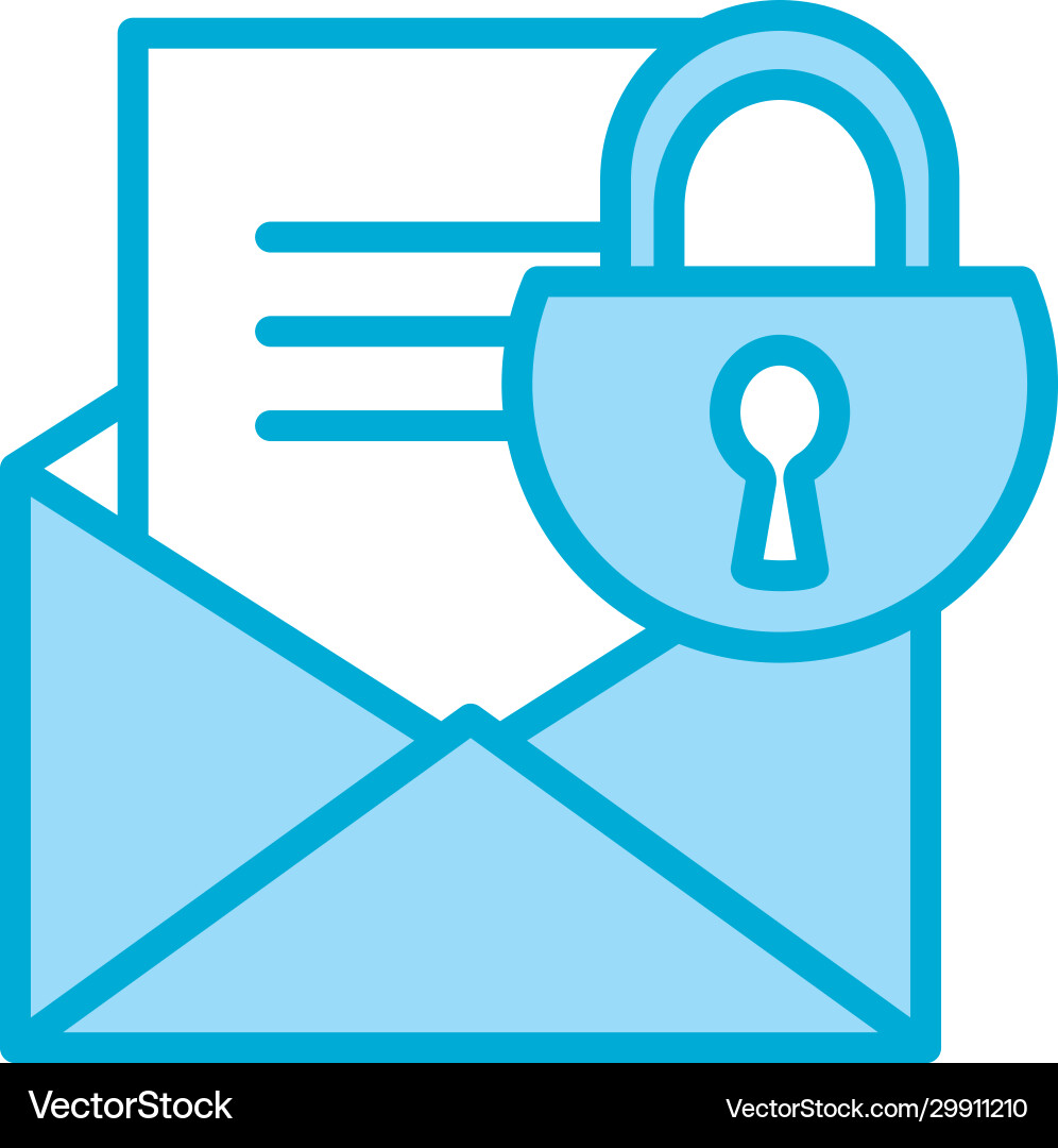 Isolated padlock and envelope line fill style vector image