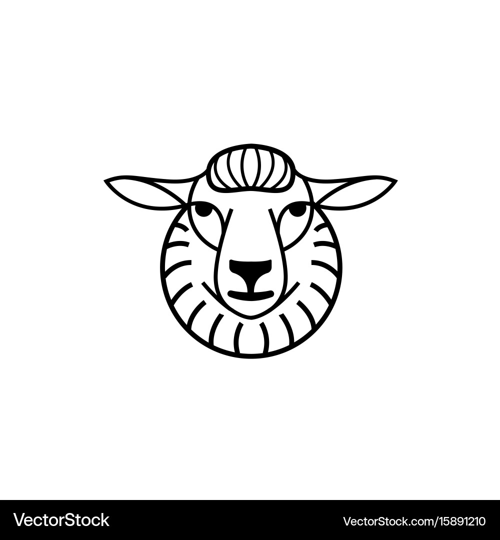 Linear stylized drawing - head of sheep or ram Vector Image