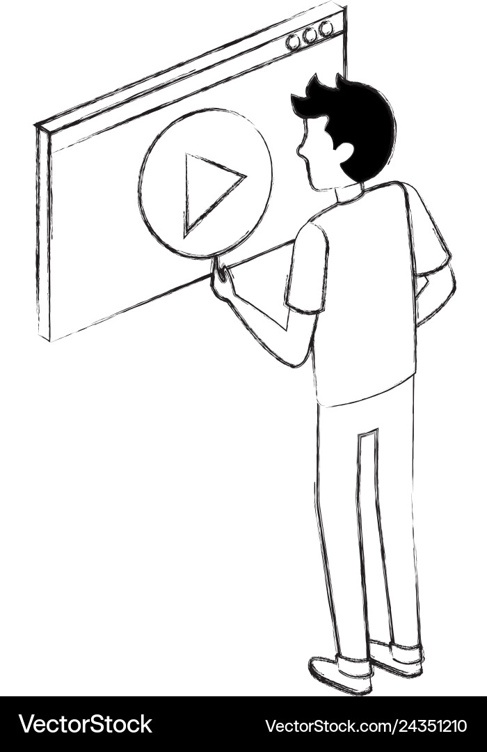Man with media player interface vector image