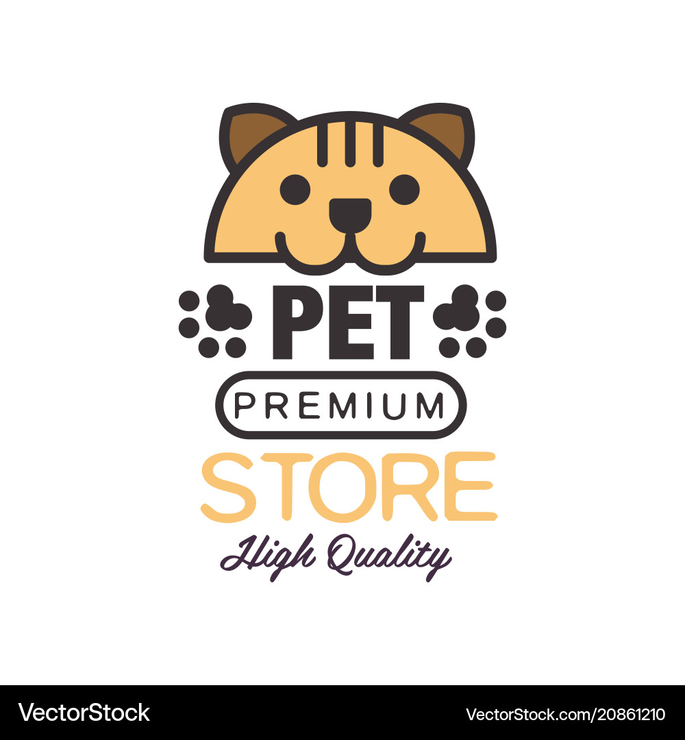 Pet store logo template design brown badge Pet store logo template design brown badge vector image