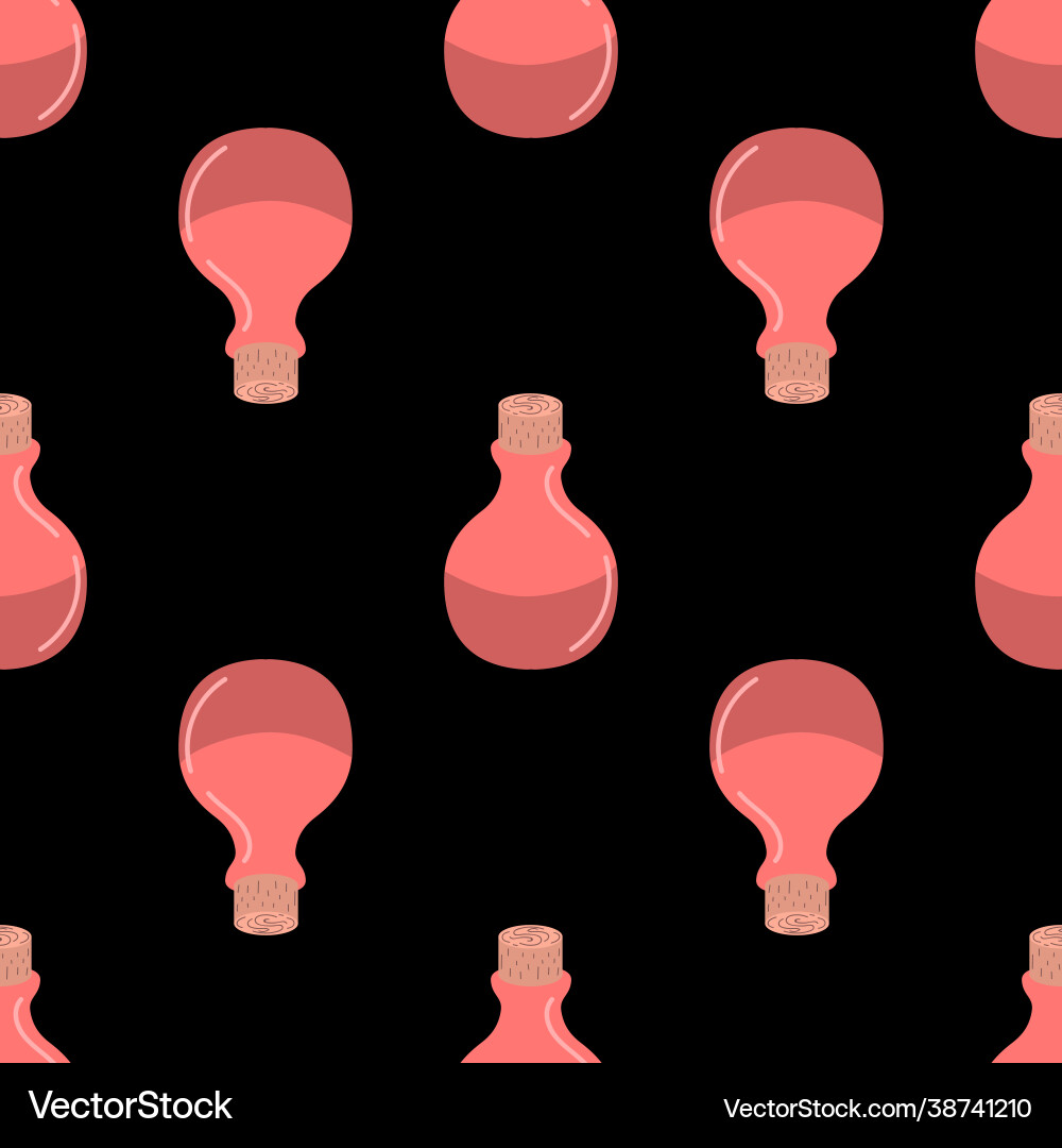 Potion pattern on black background elixir Potion pattern on black background elixir vector image