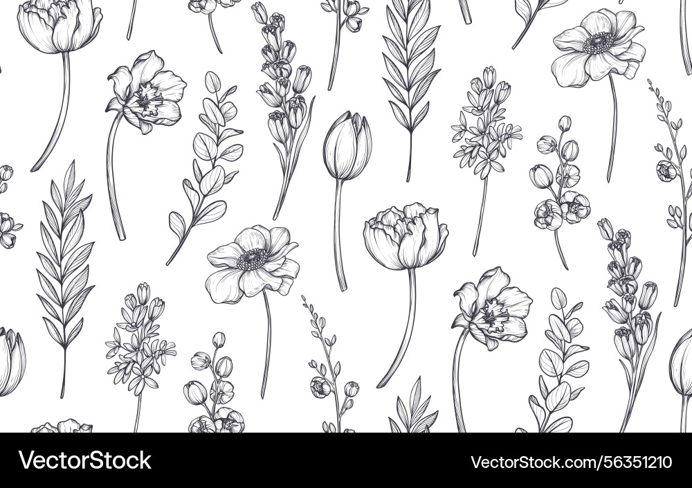Seamless pattern with bouquets of spring Seamless pattern with bouquets of spring vector image