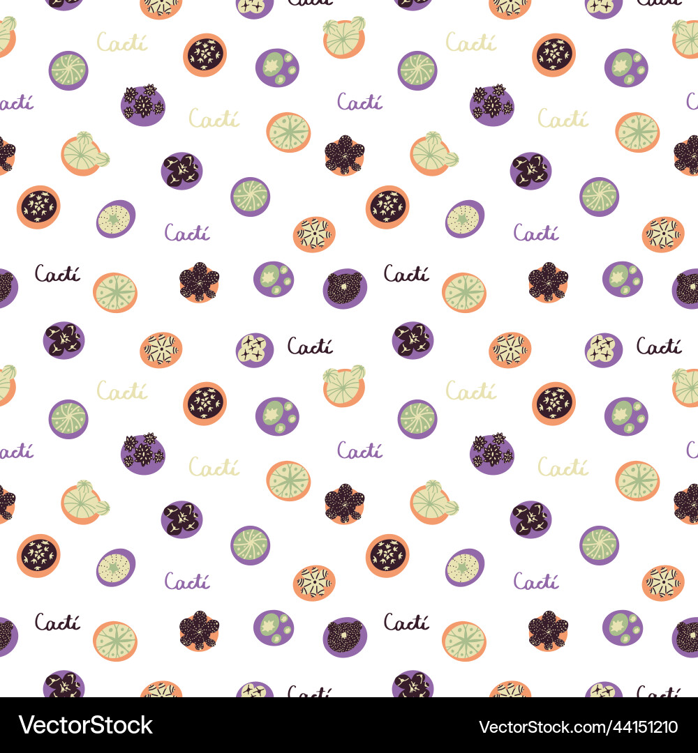 Seamless pattern with cactus top view background Seamless pattern with cactus top view background vector image