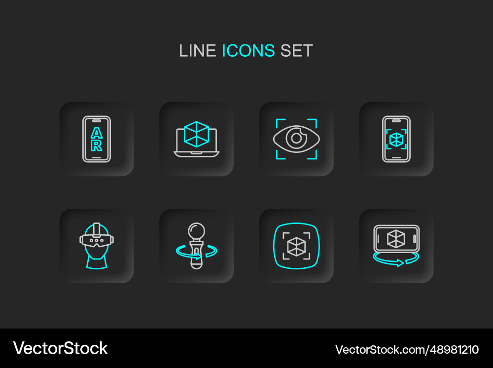 Set line 3d modeling vr controller game virtual Set line 3d modeling vr controller game virtual vector image