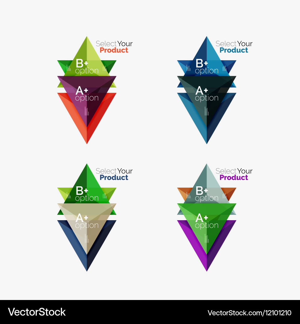 Set of triangle infographic layouts with text vector image