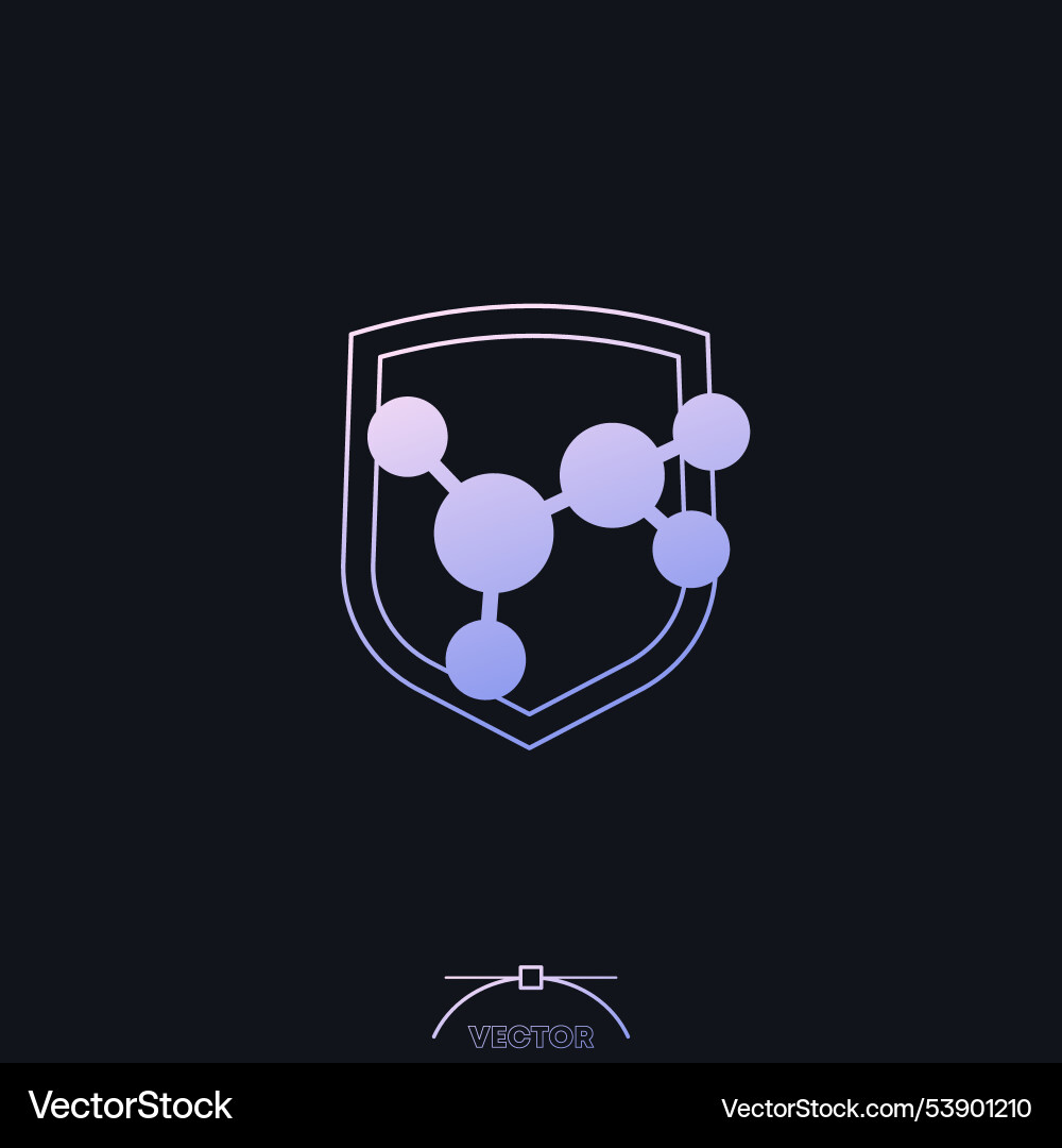 Shield and molecule icon with gradient Vector Image