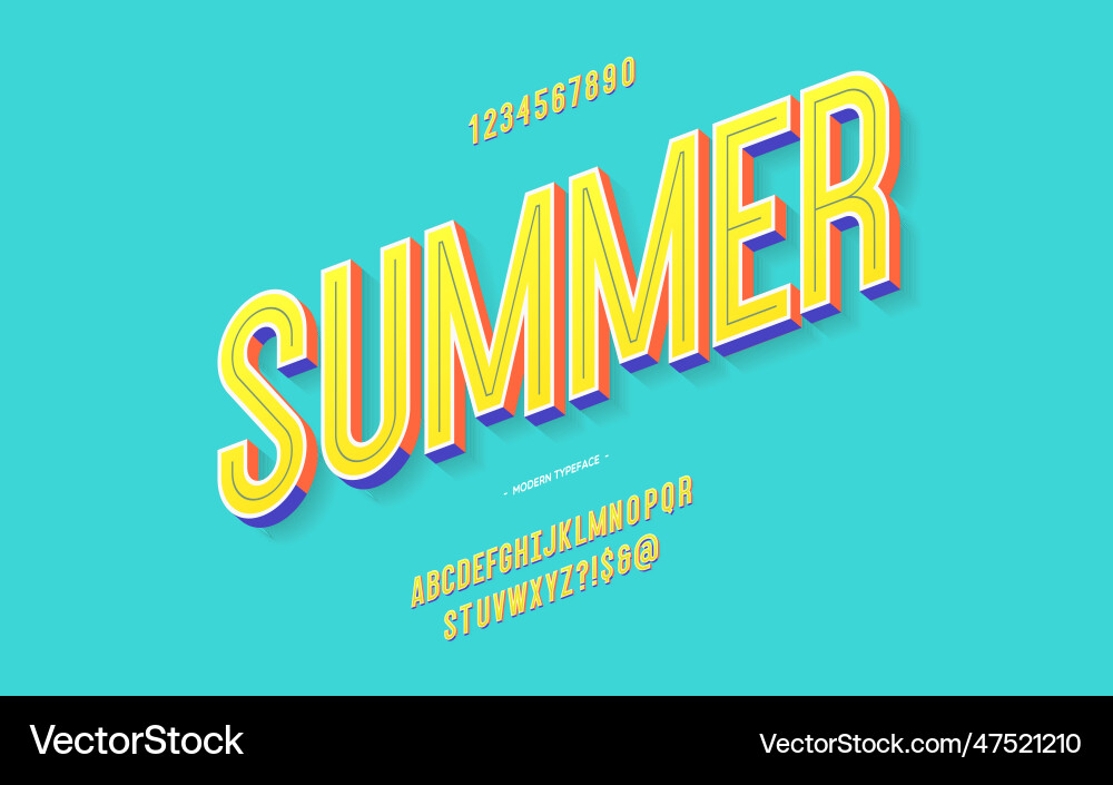 Spaß Sommer Schriftart 3d kühne Farbe Stil Spaß Sommer Schriftart 3d kühne Farbe Stil vektorbild