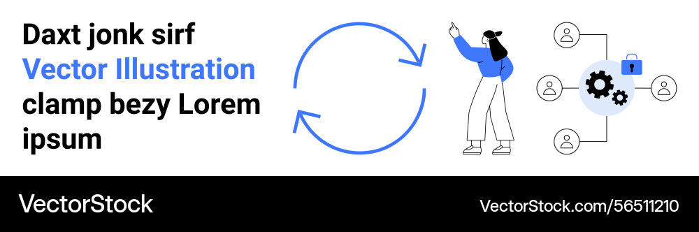 Woman analyzing workflow with circular process Woman analyzing workflow with circular process vector image