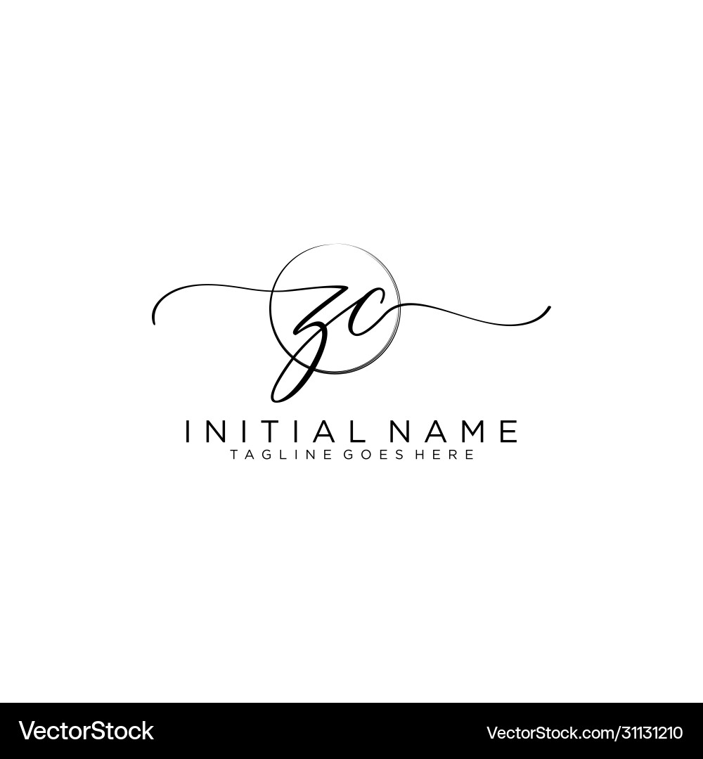 Zc initial handwriting logo with circle template Zc initial handwriting logo with circle template Vector Image