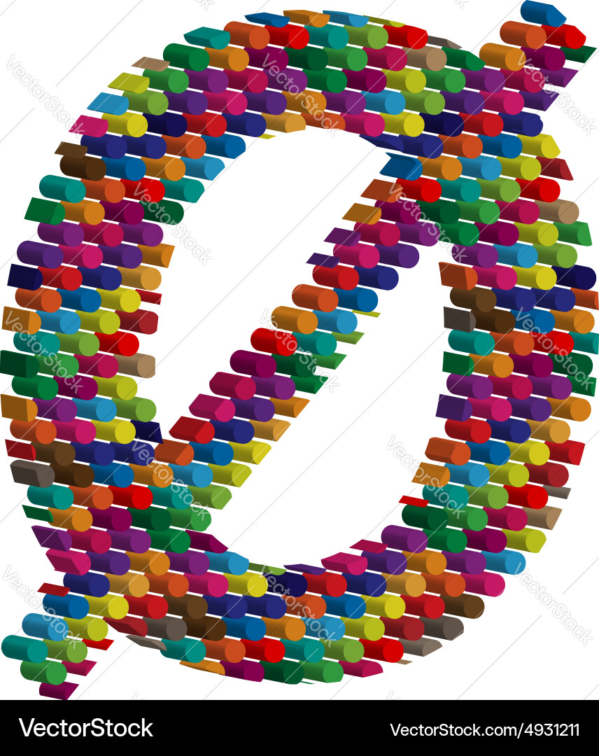 3d font number 0 vector image