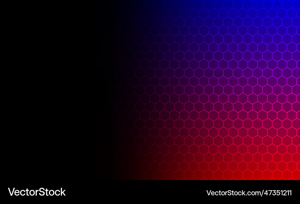 Abstract blue red and black gradient hexagonal Vector Image