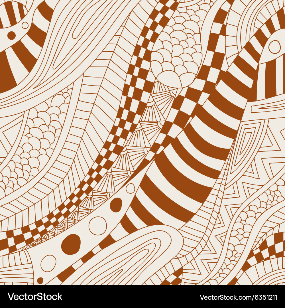 Abstract entangle doodle waves seamless pattern vector image