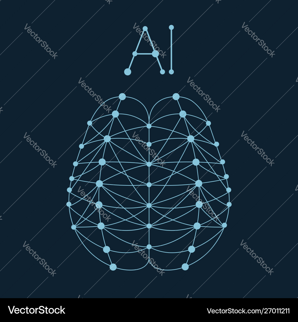 Artificial brain formed ai neural network Vector Image