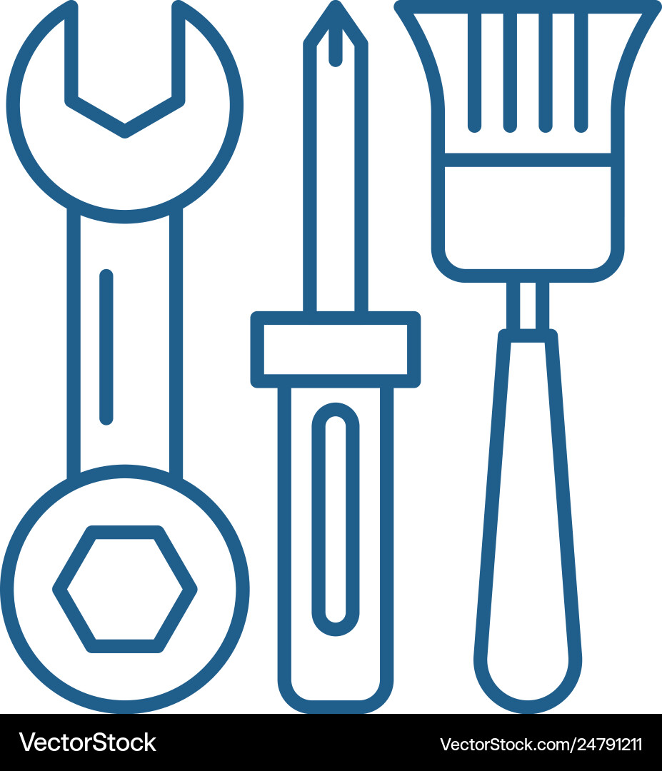 Building tools line icon concept vector image