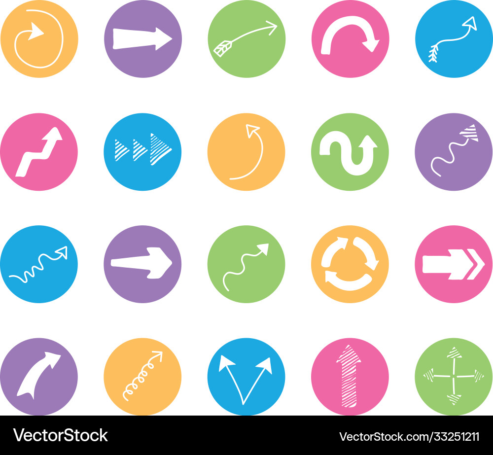 Bundle twenty arrows set icons vector image
