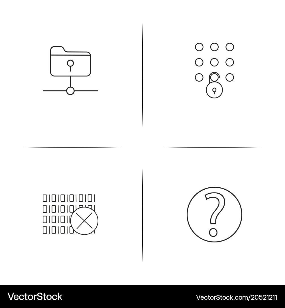 Cyber security simple linear icons set outlined vector image