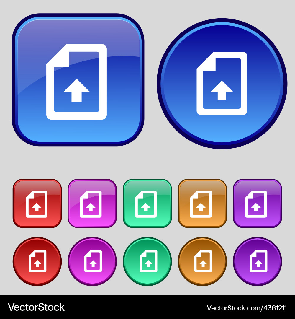 Export upload file icon sign a set of twelve Vector Image
