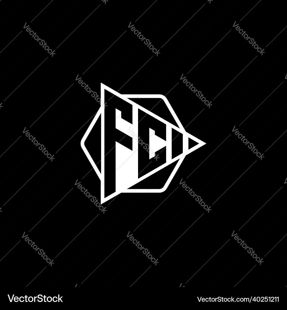 Fc logo monogram triangle play button Vector Image