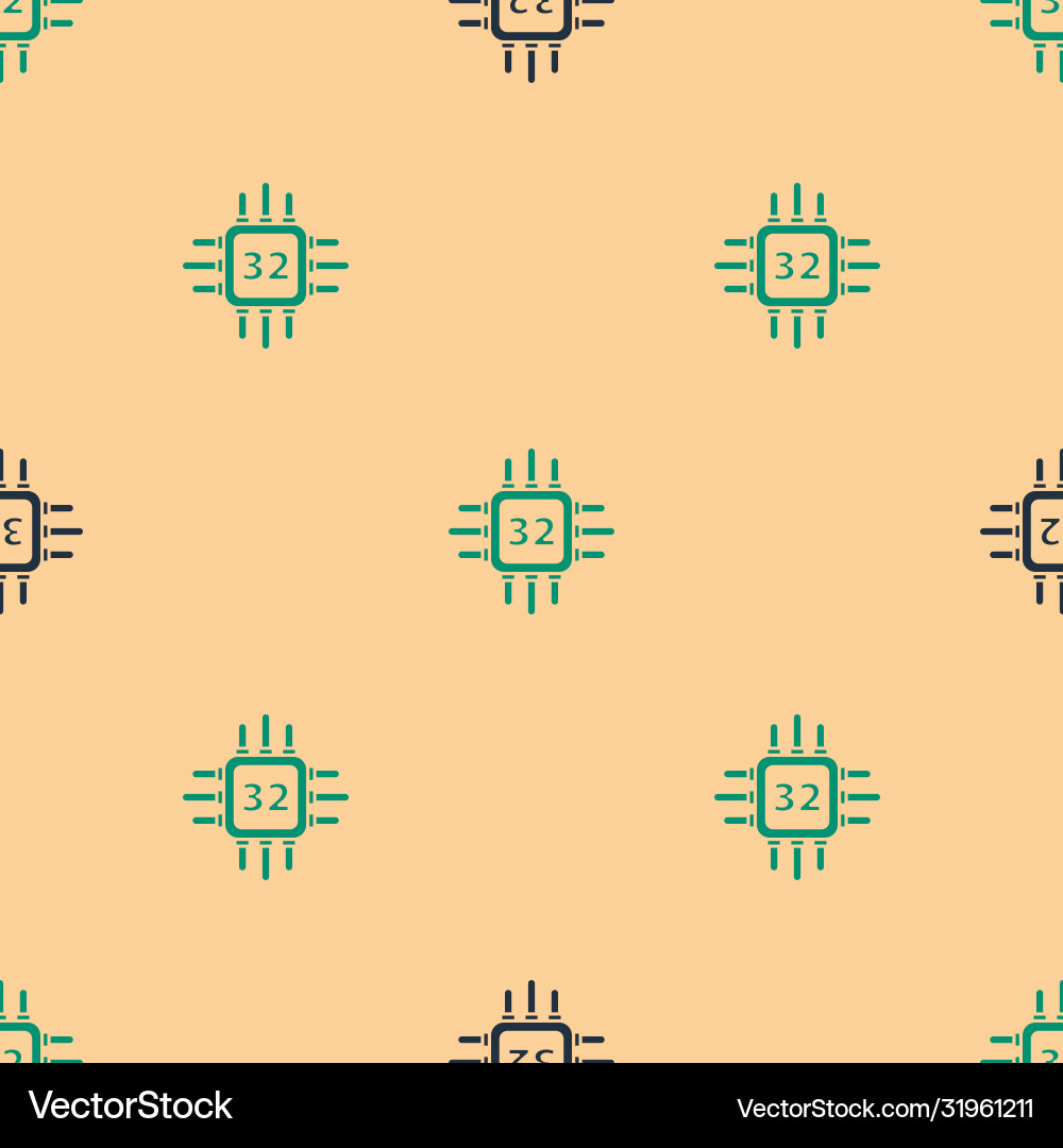 Green and black computer processor Green and black computer processor vector image