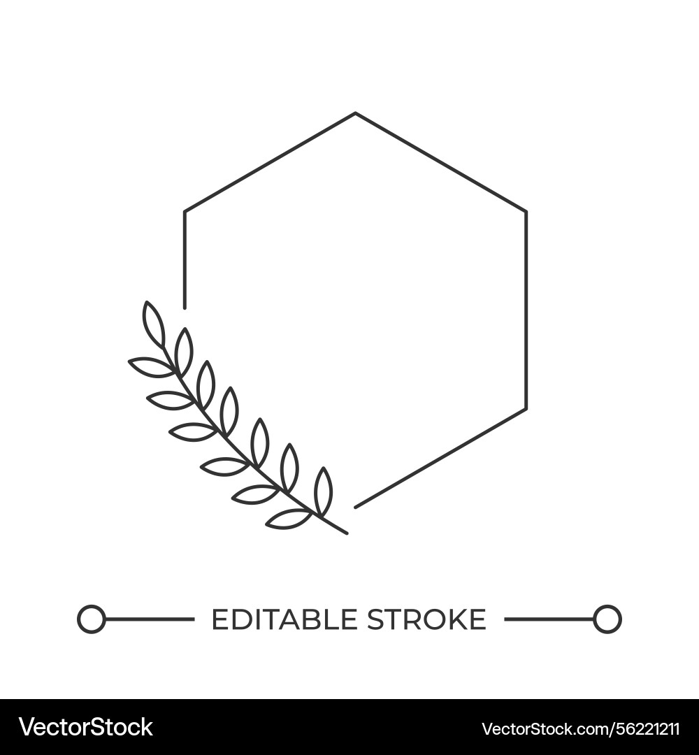 Hexagon frame with laurel branch line icon Hexagon frame with laurel branch line icon vector image