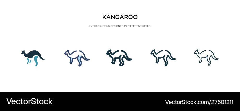 Kangaroo icon in different style two colored vector image