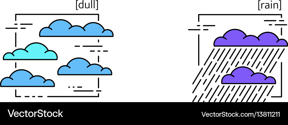 Line icons with symbol weather isolated clouds Vector Image