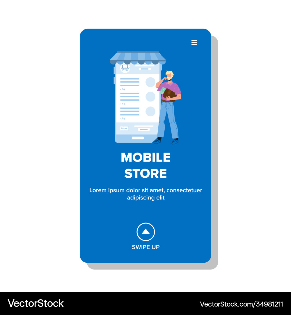 Mobile store application using customer Vector Image