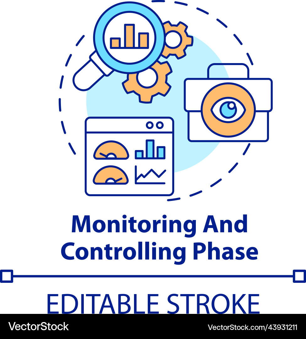 Monitoring and controlling phase concept icon vector image