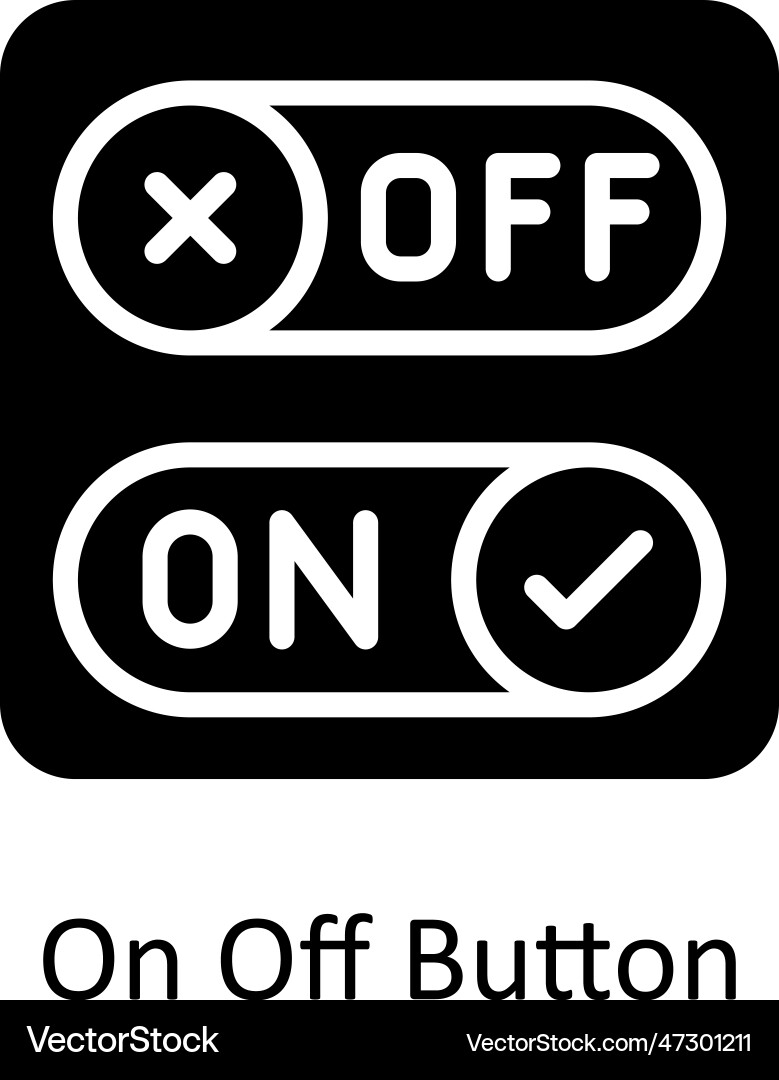 On off button solid icon design vector image