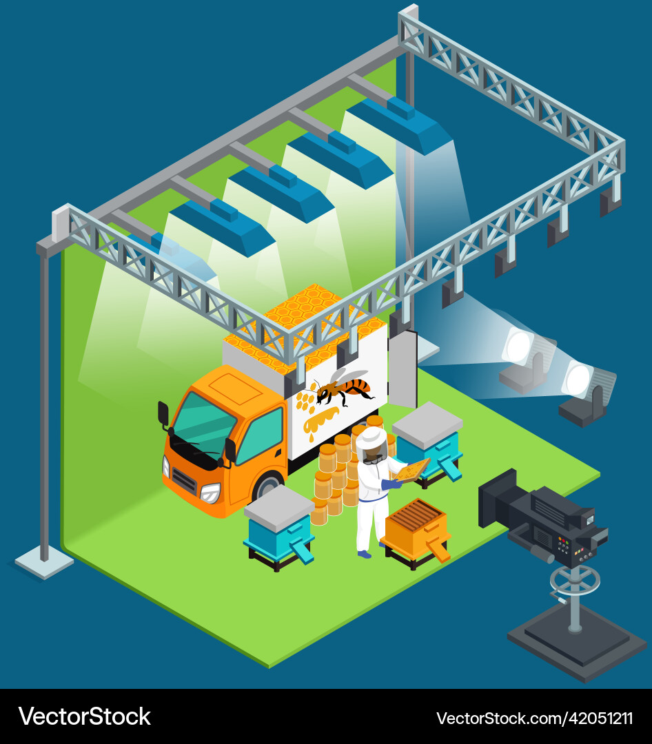 Process of filming in pavilion shooting scene Process of filming in pavilion shooting scene Vector Image