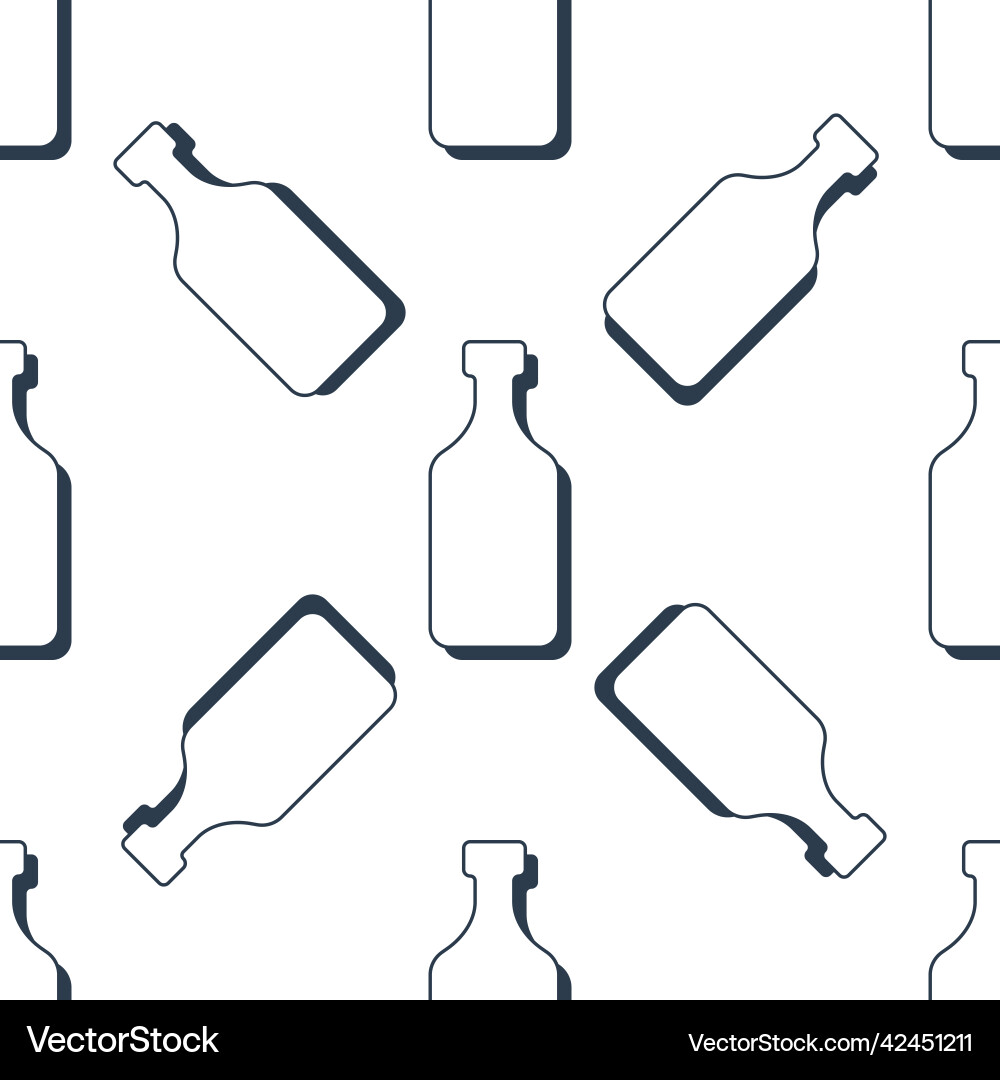 Rum bottles seamless pattern line art style Rum bottles seamless pattern line art style vector image