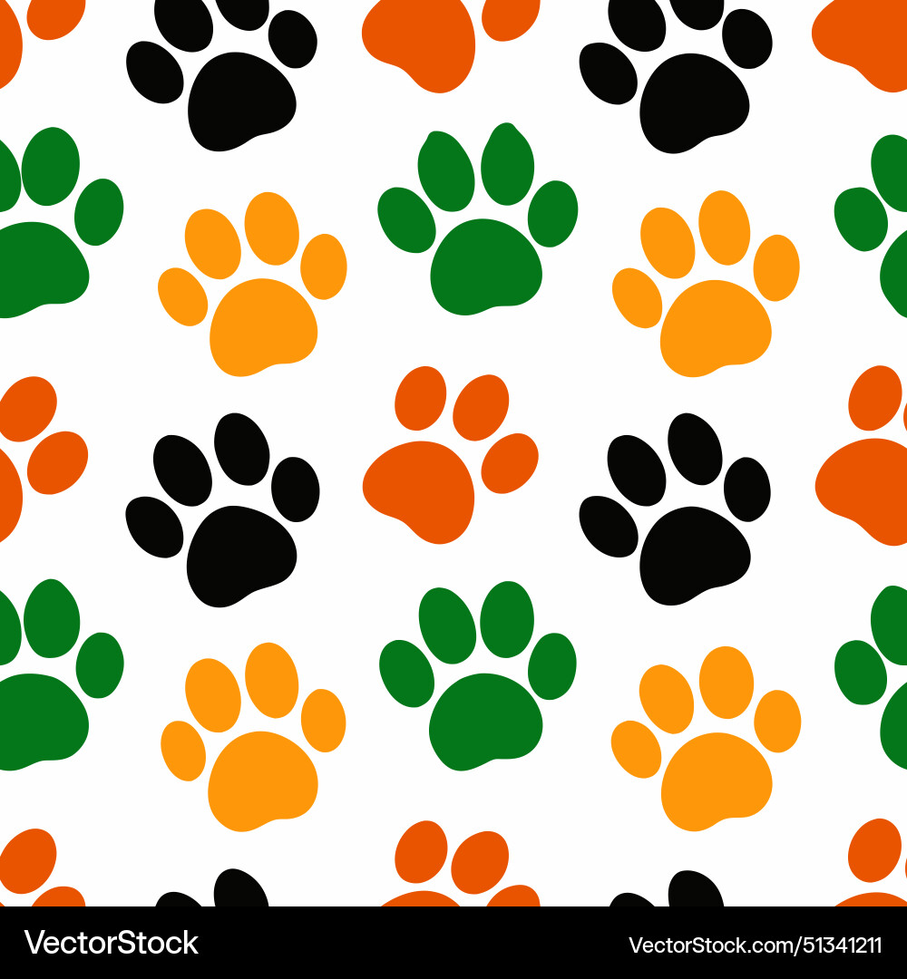 Seamless pattern of colorful paw prints Vector Image