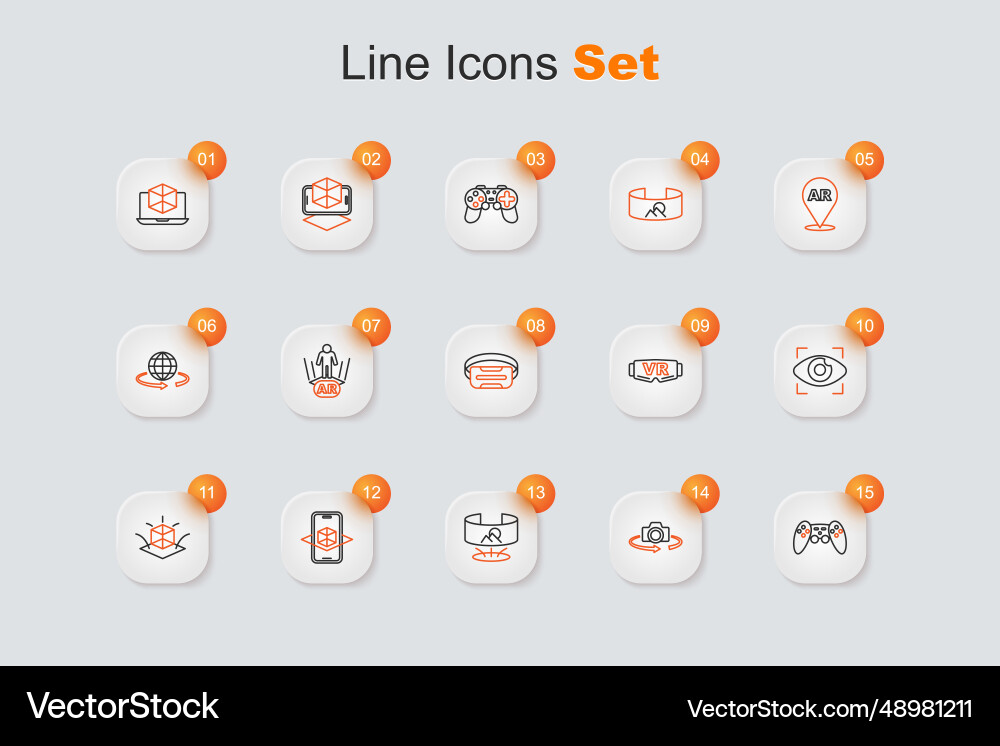 Set line gamepad 360 degree view 3d modeling big Set line gamepad 360 degree view 3d modeling big vector image