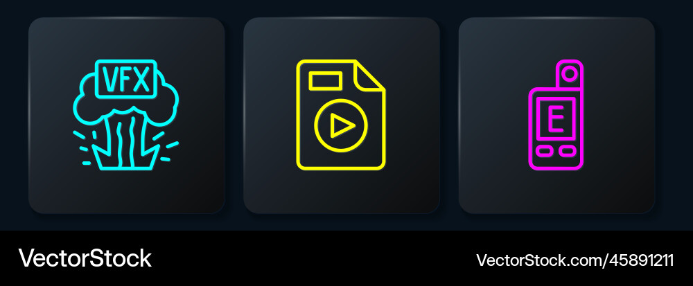 Set line vfx light meter and avi file document Set line vfx light meter and avi file document vector image