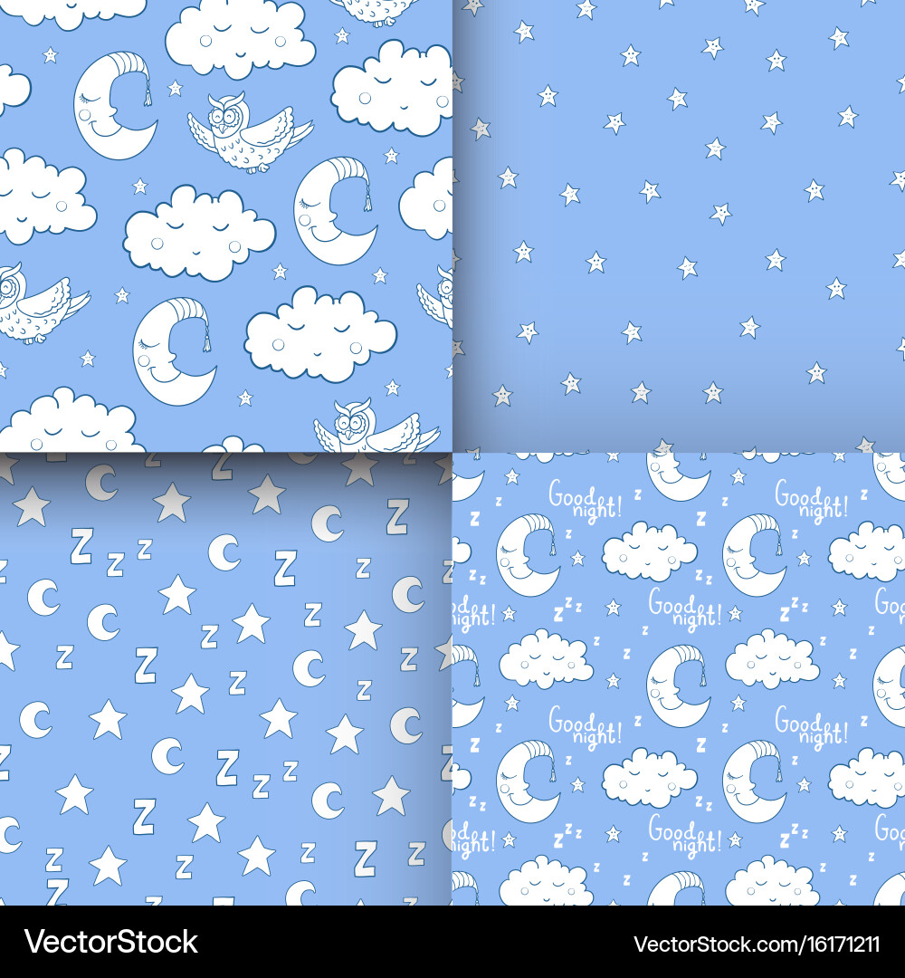 Set of seamless childish pattern with demilune Vector Image