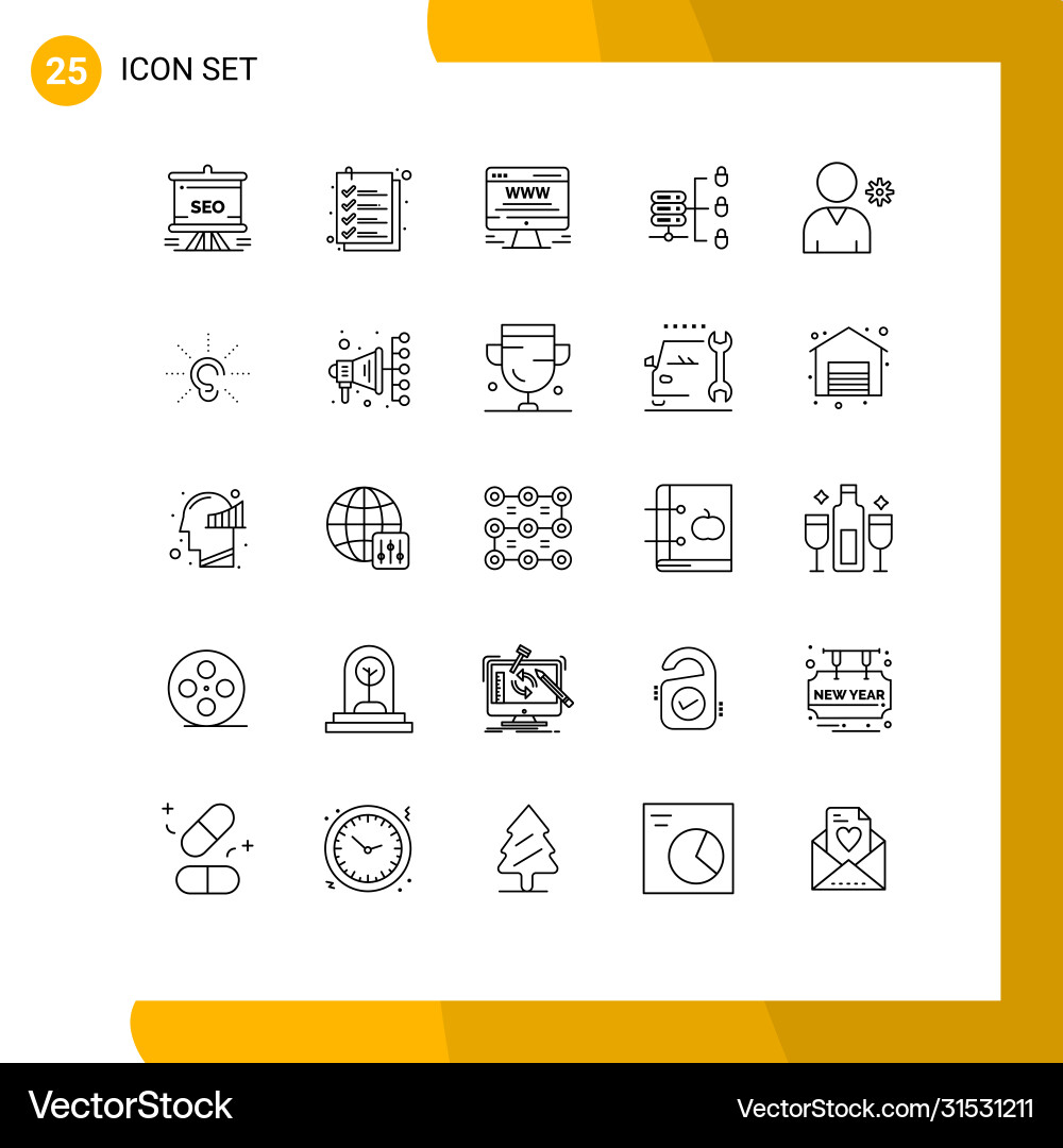User interface pack 25 basic lines profile vector image