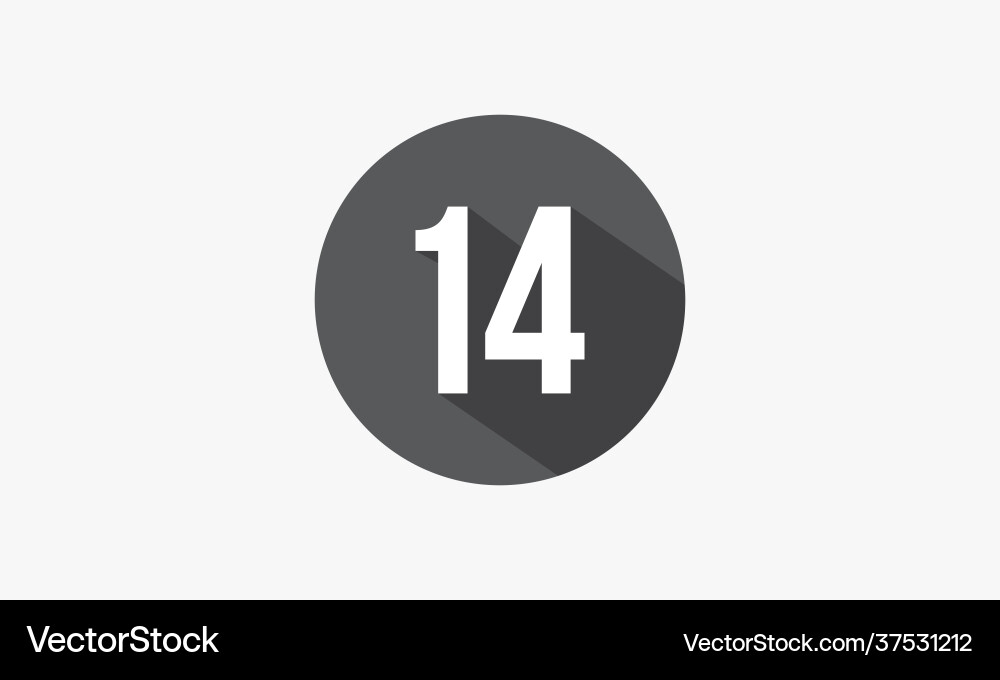 14 number with shadow isolated on white background 14 number with shadow isolated on white background vector image
