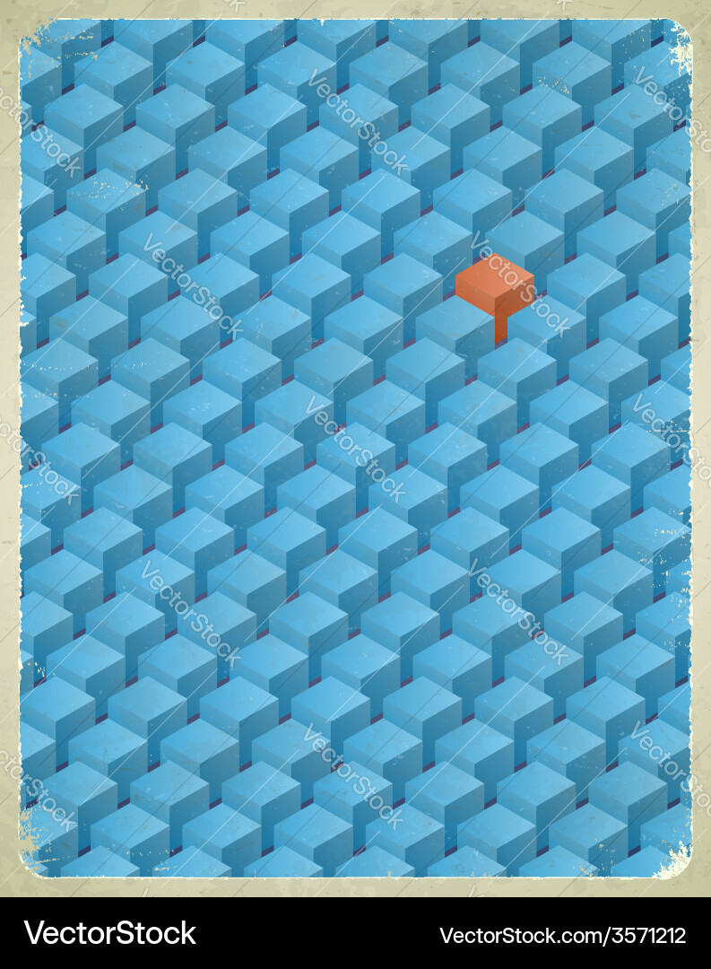 Aged card with cubes pattern vector image